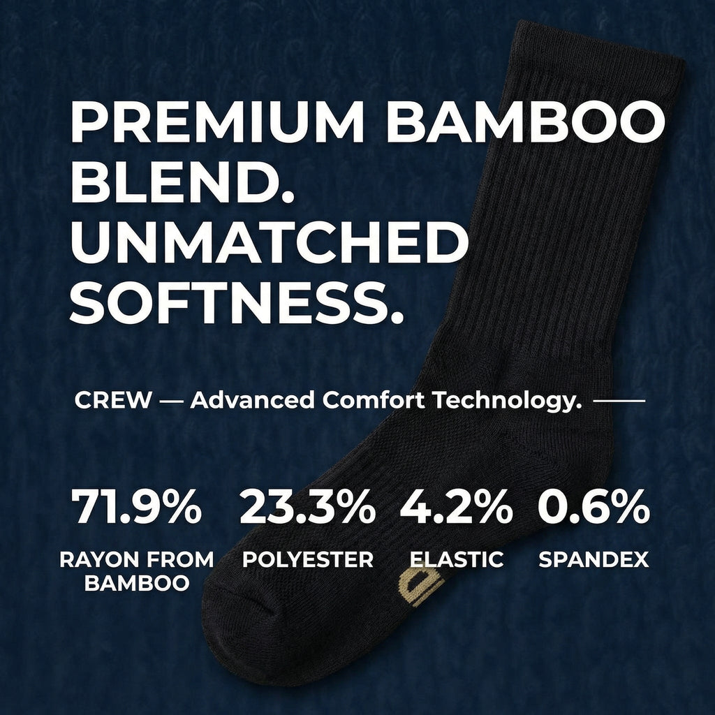 Bamboo Diabetic Crew Socks – Soft Non-Binding Multi-Pack