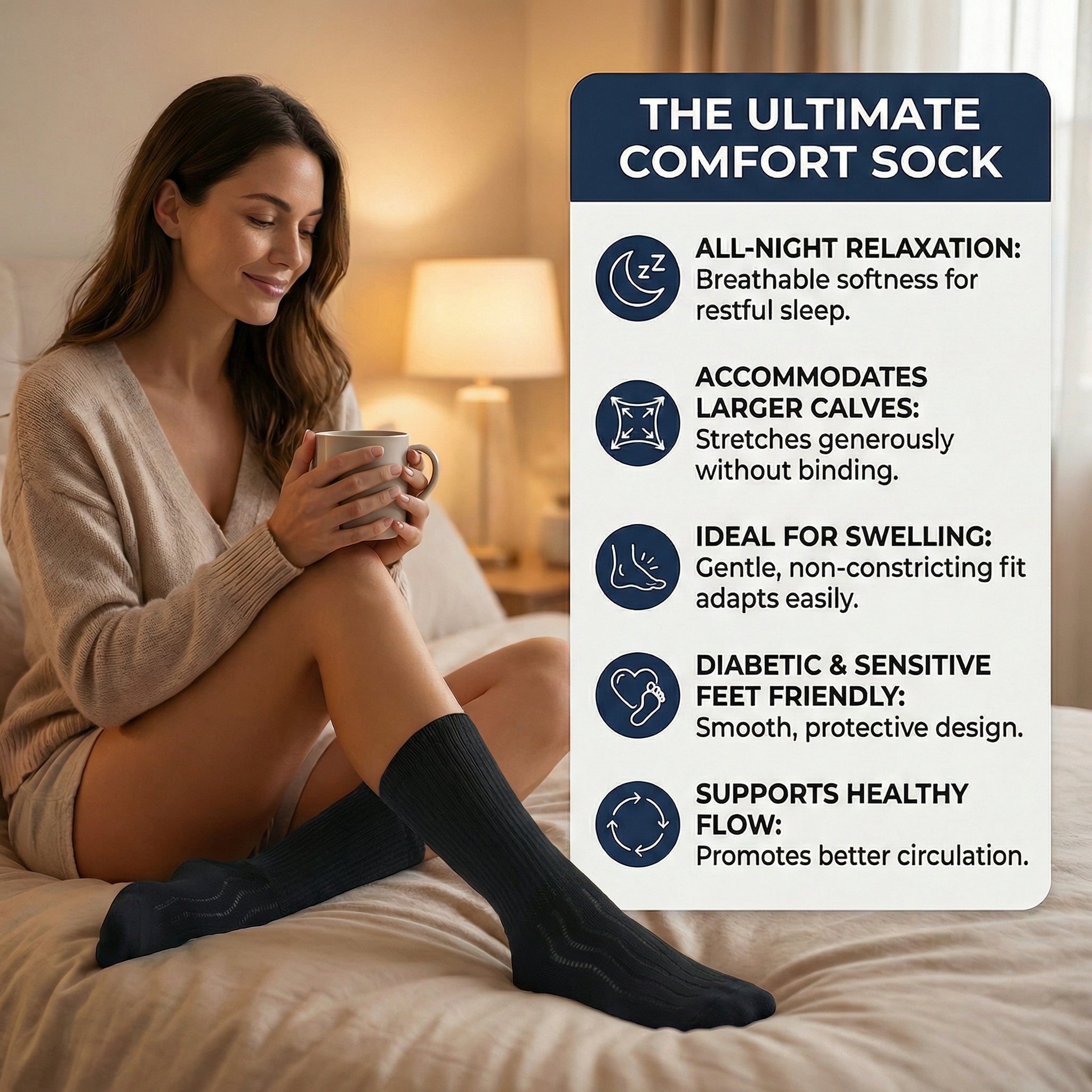 Bamboo Diabetic Crew Socks – Soft Non-Binding Multi-Pack