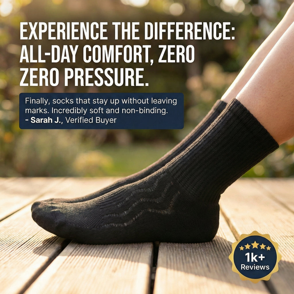 Bamboo Diabetic Crew Socks – Soft Non-Binding Multi-Pack