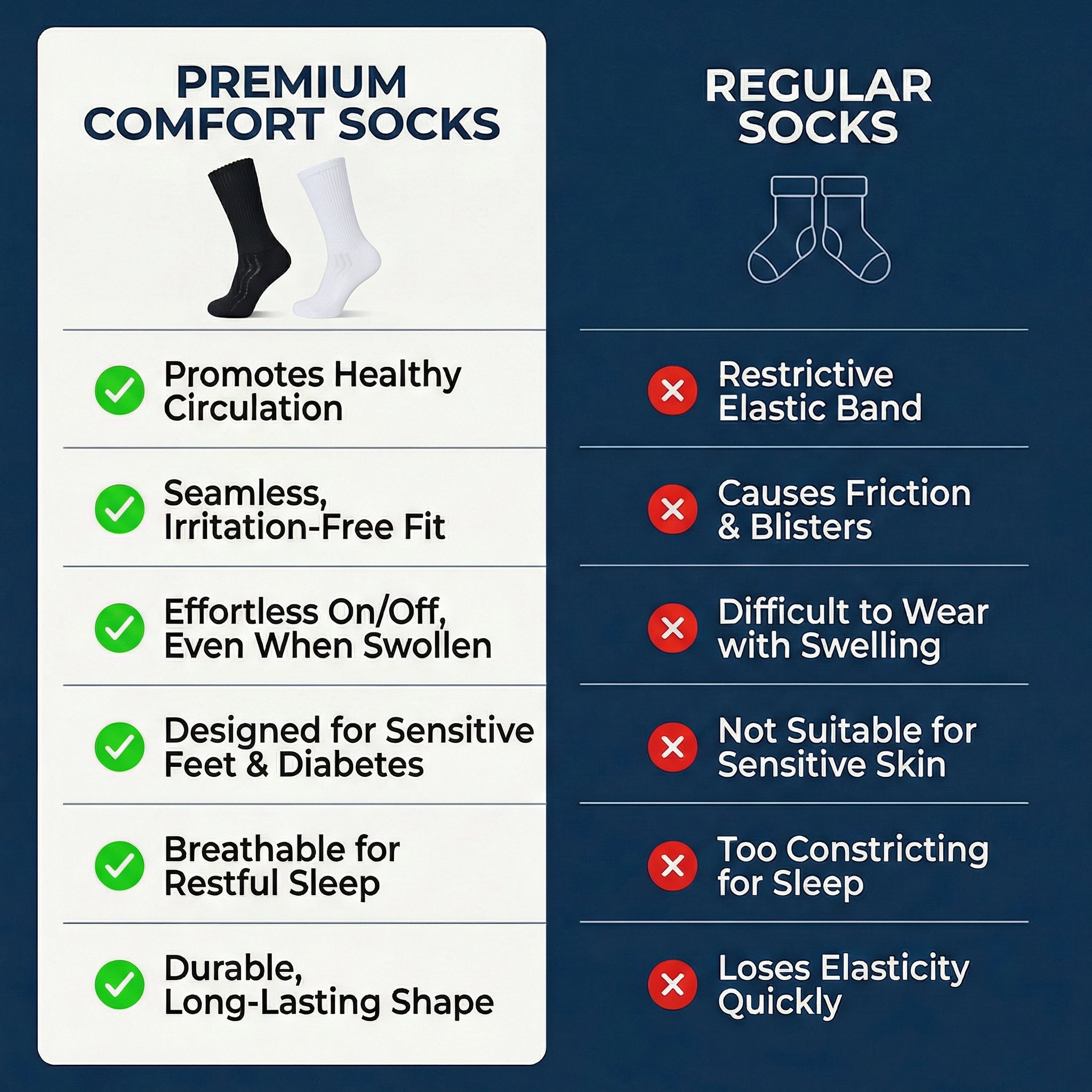 Bamboo Diabetic Crew Socks – Soft Non-Binding Multi-Pack