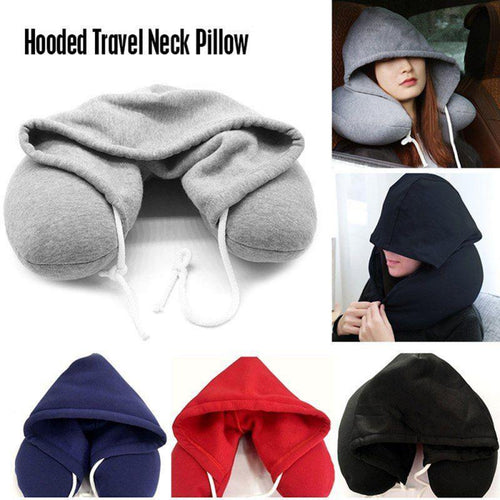 Hooded Memory Foam Travel Neck Pillow with Privacy Hood