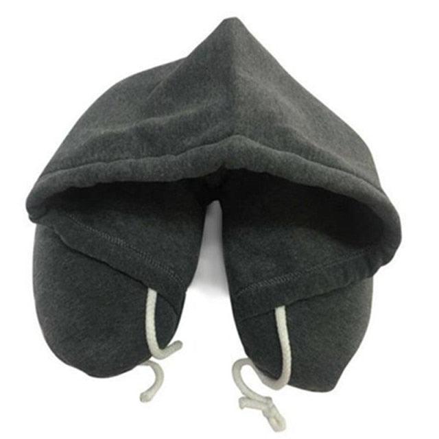 Hooded Memory Foam Travel Neck Pillow with Privacy Hood