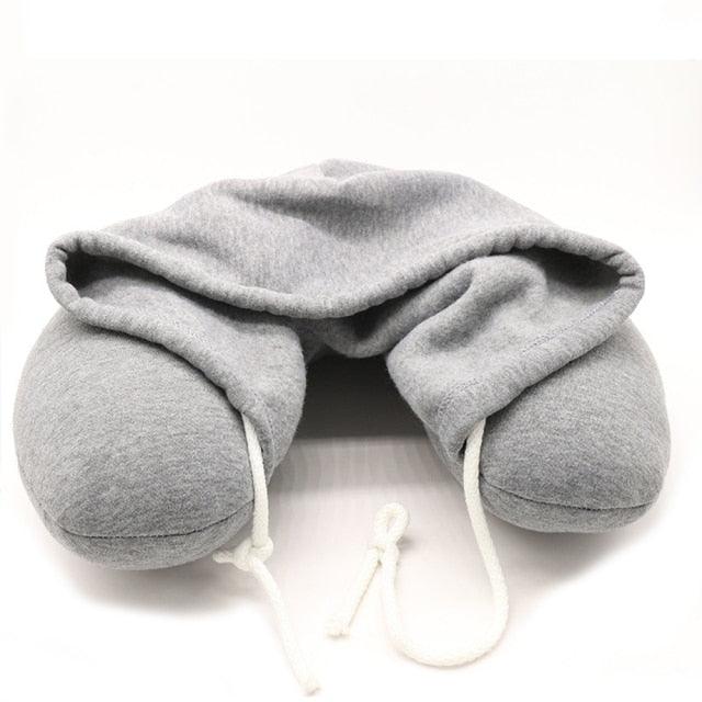 Hooded Memory Foam Travel Neck Pillow with Privacy Hood